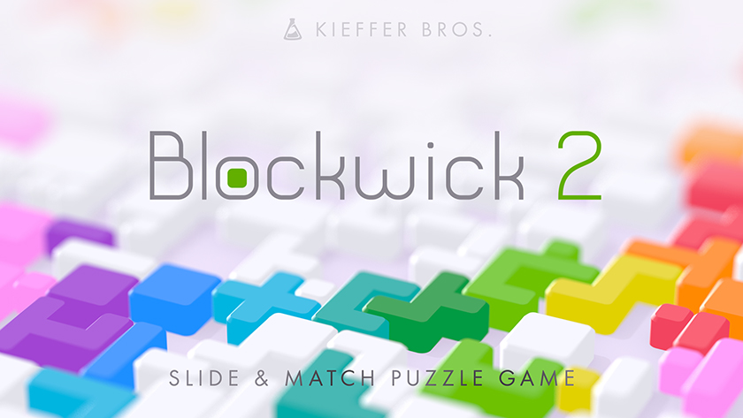 Promotional Art for Blockwick 2 - A string of colorful blocks, in a sea of gray blocks.