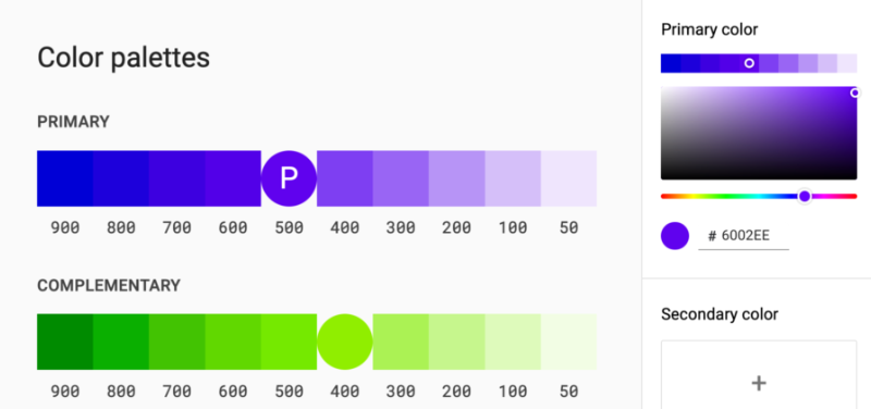 Screenshot from google's material design color picker