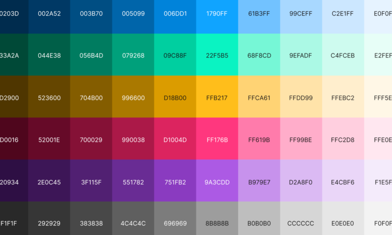 A grid of color swatches